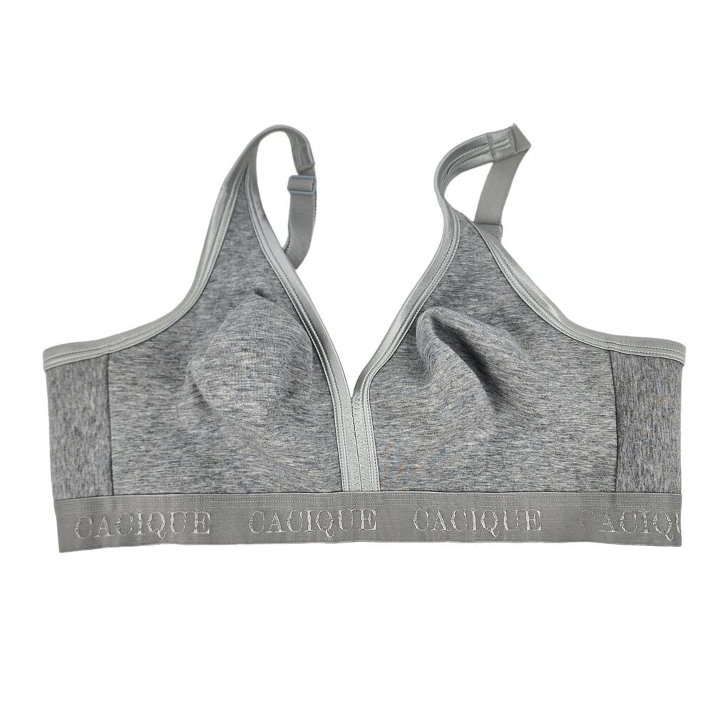 Cacique Gray Wire Free Comfort Bralette Clasp Back Bra Size 40C